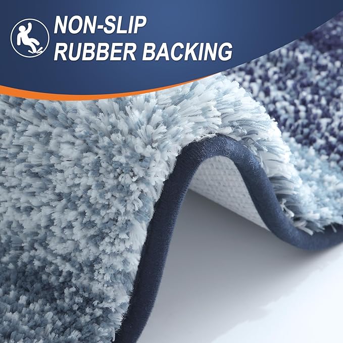OLANLY Bathroom Rugs Mat 47x24, Extra Soft Absorbent Microfiber Bath Rugs, Rubber Backing, Quick Dry, Machine Washable Bath Mats for Bathroom Floor, Tub and Shower, Home Decor Accessories, Airy Blue