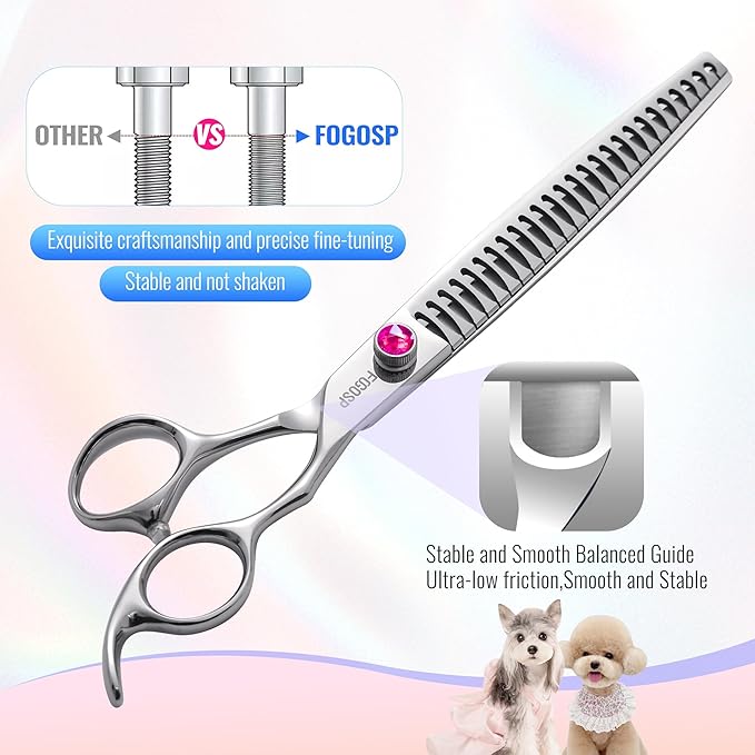 Chunkers Dog Grooming Scissors 7.0 in Professional Thinning Shears for Dogs Pet Grooming Scissors Chunkers Shears Dog Grooming Japan 440C 70% Thinning Rate 18 Teeth(7.0'',Chunkers)