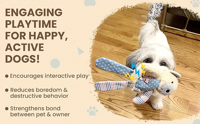 WaggyBros Colorful Patches Set - Bear, Bunny, Elephant, Squeaky Plush Dog Toys, All Bread Sizes, Toys, 3-Pack