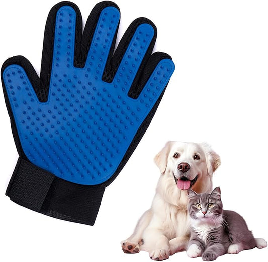 Dog Bath Gloves - Silicone Hair Removal Gloves for Dogs, Cats - Pet Grooming Mittens for Shedding, Bathing,Massaging. Flexible, Comfortable Adjustable Strap. for All Hair Types (Blue)