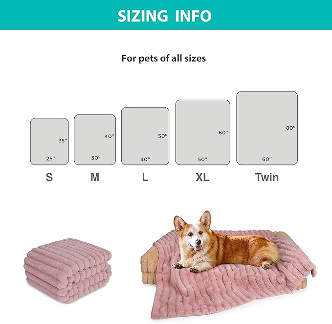 Waterproof Dog Blanket for Couch, Luxury Plush Washable Large Dogs Blankets for Furniture Protection, Super Soft Calming Pet Blanket for Indoors (Pink, 50"x60")