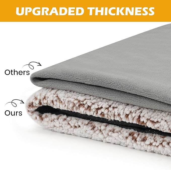 Buvlnee Self Warming Cat Bed Mat, Self Heating Mat for Dog, Extra Warm Thermal Pet Pad with Non-Slip Bottom, Removable Washable Cover for Indoor Outdoor Non Electric (Khaki, 18x24in)