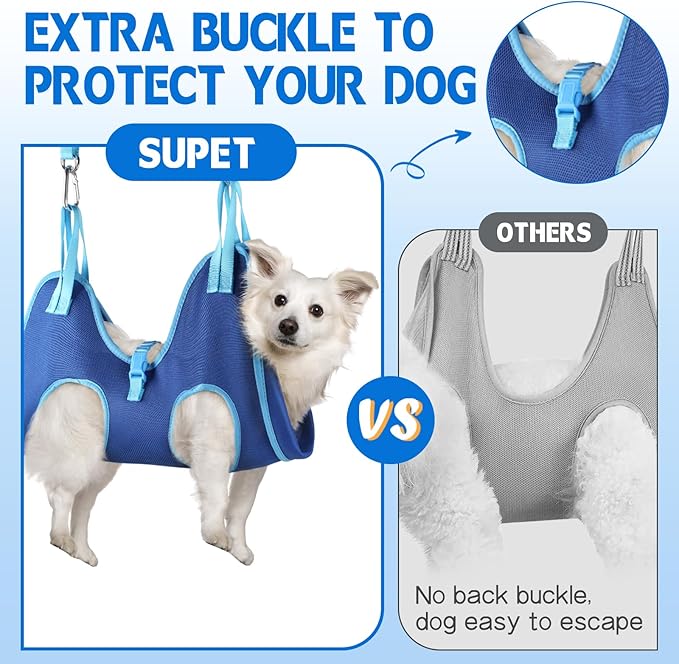 Supet Cat Grooming Hammock, Dog Hanging Harness for Nail Trimming Doorframe, Pet Holder Restraint for Clipping Nails, Pet Hoist Sling for Cutting Nails, Ear & Eye Cleaning, Medicine at Home (2XS)