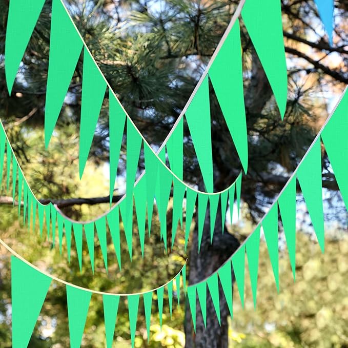 Tatuo 820 ft 500 Pcs Pennant Banner Flag String Hanging Triangle Bunting Flag for Carnival Party Outdoor Events Birthday Classroom Decoration(Green)