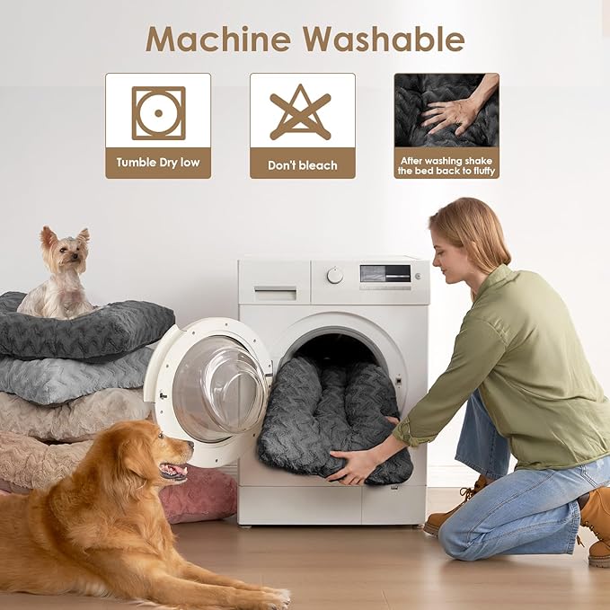 EHEYCIGA Washable Medium Dog Bed for Crate 29x21 Inch, Reversible Kennel Pad for Dogs Weight Up to 35 lbs, Plush and Comfy Pet Sleeping Mat, Charcoal