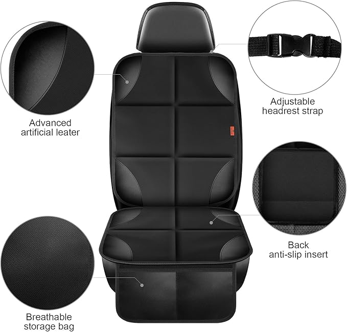 Car Seat Protector 1 Pack Car Seat Cushion Mat Thickest Padding,Waterproof 600D Fabric Car Seat Covers for Non-Slip Backing Mesh Pockets for Baby and Pet (Blue, 1 Pc)