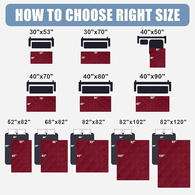 Smiry Waterproof Dog Bed Cover Blanket 52x82, Soft Reversible Pet Blanket, Washable Leakproof Cats Dogs Couch Cover for Sofa, Couch, Furniture, Lattice, Wine Red/Wine Red