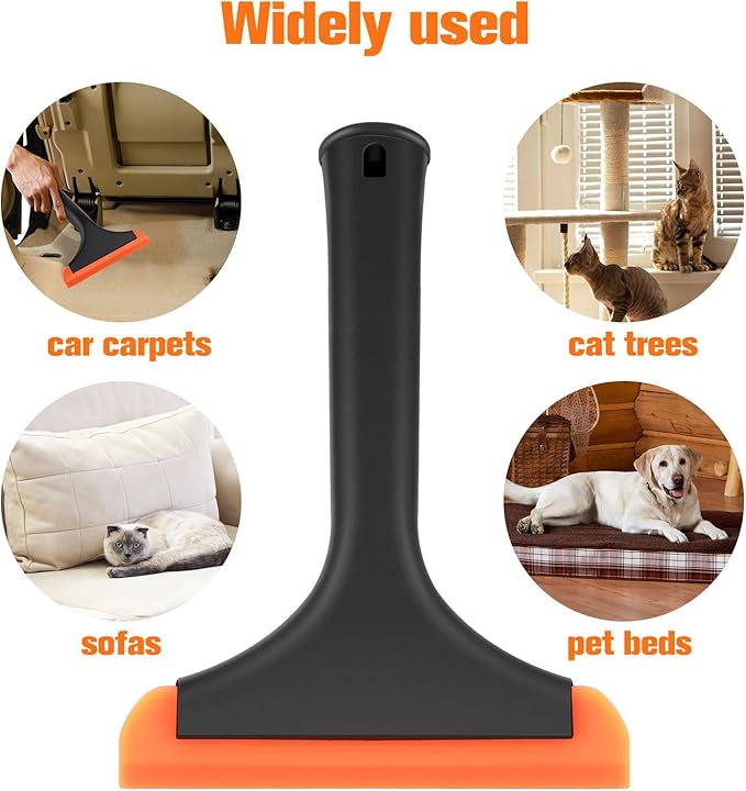 Astfys Silicone Pet Hair Removal,Pet Hair Rubber Carpet Rake Cat Dog Hair Remover with 8in Long Handle Pet Hair Remover for Furniture Couch Carpet