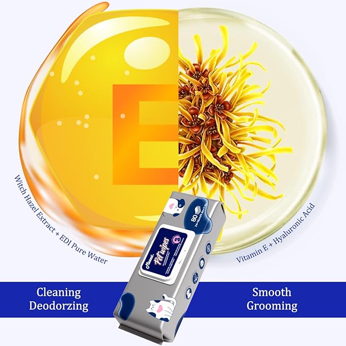 MIOSSZI Pet Cleaning Deodorizing Wipes for Dogs & Cats Pet No-Rinse Grooming Wipes Hypoallergenic Disposable Pet Bathing Wipes Hydrating & Nourish Fur Dog Cleaning Wipes for Paw, Butt, Body 160 pcs