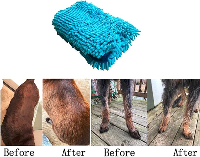 Furfox Absorbent Dog Towel, Microfiber Quick Drying Towel Machine Washable with Hand Pockets - Medium Large Dog 35 x 15'