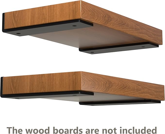 4-Pack 10 Inch Floating Shelf Brackets, Heavy Duty Hidden Shelves Bracket for Small Shelf, Kitchen Shelf, Nursery Shelf, Black Powder Coated Steel
