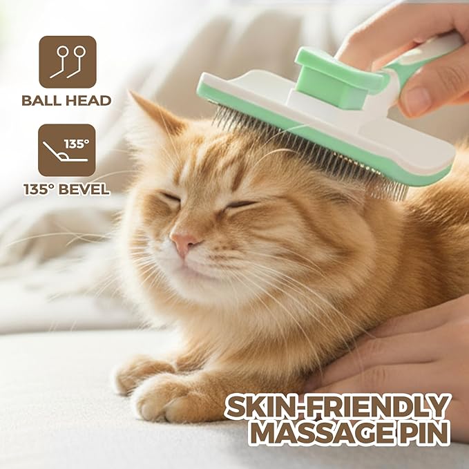 Self Cleaning Pet Brush for Shedding - Slicker Brush Deshedding with One Button Cleaning for Dogs & Cats Haired Pets