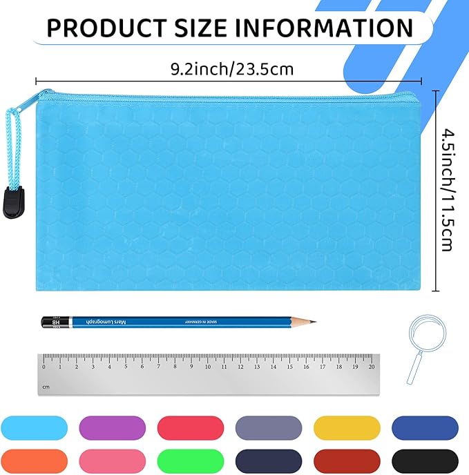 72pcs Pencil Pouch Bulk,Zipper Pouches,Waterproof Pencil Bags, Small Organizing Bags in 12 Colors for Classroom,Office Supplies Storage and Travel Accessories