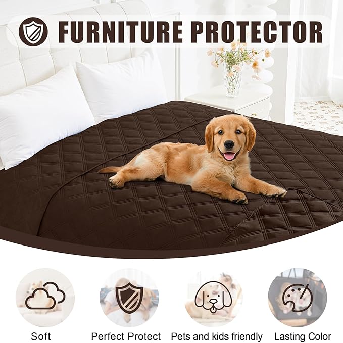 Smiry Waterproof Dog Bed Cover Blanket 30x53, Soft Reversible Pet Blanket, Washable Leakproof Cats Dogs Couch Cover for Sofa, Couch, Furniture, Lattice, Chocolate/Chocolate