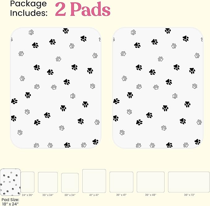 Super Absorbent Washable Pee Pads for Dogs - 2-Pack Superior Reusable Puppy Pads Pet Training Pads –100% Waterproof Dog Pee Pad Protects Against Urine Leakage Non-Slip Grip Prevents Slipping& Bunching