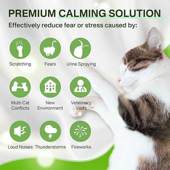 Cat Calming Diffuser with Timing Function, 3-in-1 Cat Pheromones Calming Diffuser Kit, 60-Day Anxiety Relief, Stress Relaxation Cat Pheromone Diffuser for All Cats (1 Diffuser + 2 Refills)