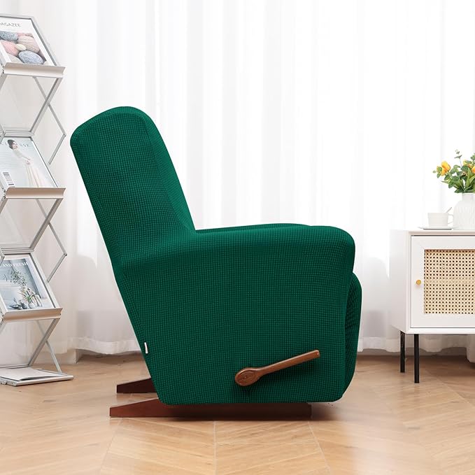 KEKUOU Recliner Chair Covers,Lazy Boy Recliner Covers Stretch Couch Cover Slipcovers 1 Piece Furniture Protector with Elastic Bottom for Dog,Kids.(Recliner, Dark Green)