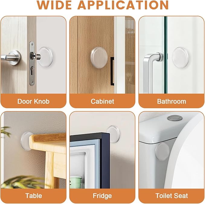 Probrico Clear Silicone Door Stoppers, 2" Round Self-Adhesive Wall Protector 4 Packs, Transparent Bumper for Wall/Cabinet Door Protecting, Soft Silicone Crash Pads-Quiet Door Opening