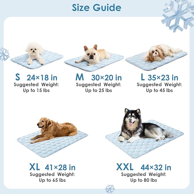 EHEYCIGA Cooling Mat for Dogs(Q-Max>0.53), Washable Dog Cooling Mat, Portable Kennel Cooling Pet Pad for Summer, Non-Slip Summer Crate Pad for Large Dog, Blue, 44x32
