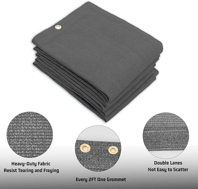 SUNNY GUARD Shade Cloth Custom Size 14x18 FT Sun Shade Screen Fabric Shade Cover Tarp with Grommets for Pergola Backyard Garden, Dark Grey(We Customized)