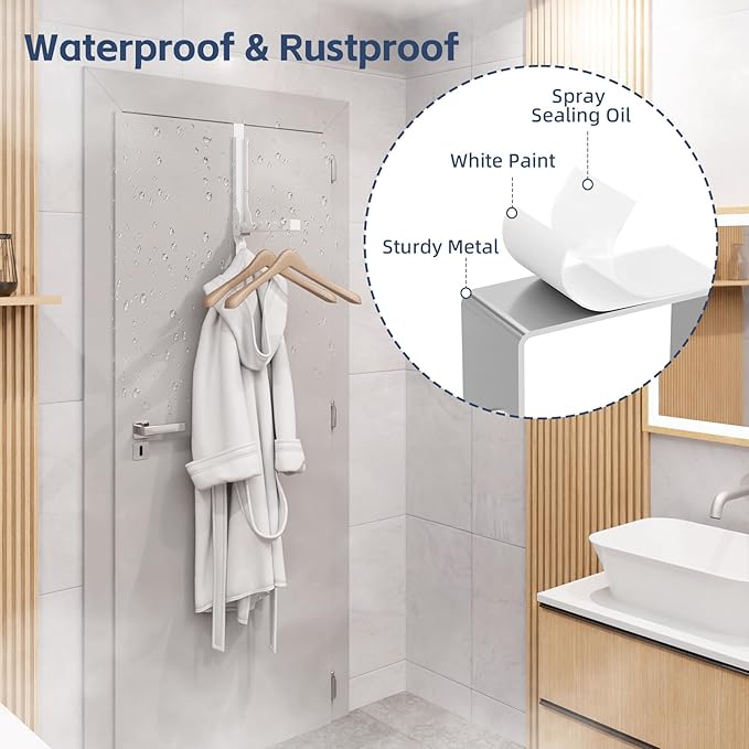 4 Pack Over The Door Hanger Foldable Over The Door Hooks，Rust-Resistant Overdoor Hanger Hook for Laundry (Clothes Drying Rack)&Bathroom (Towel Rack) Small Portable,White