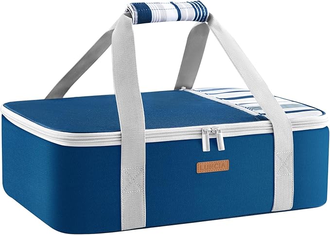 Lifewit LUNCIA Insulated Casserole Carrier for Hot or Cold Food, Lasagna Lugger Tote for Potluck Parties/Picnic/Cookouts, Fits 9"×13" Baking Dish, Dark Blue