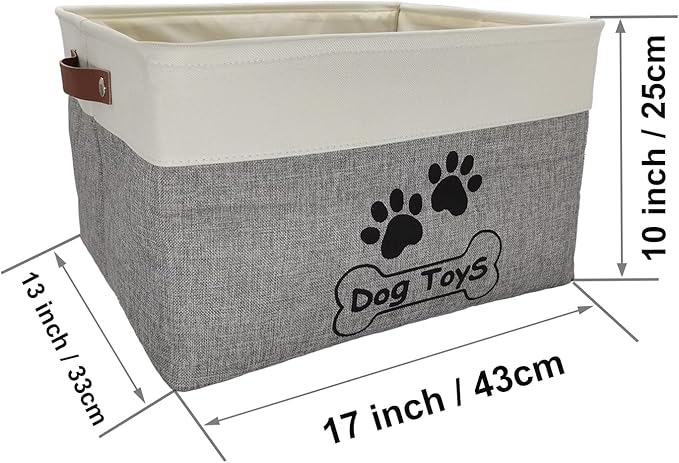 Large Dog Toy Basket Collapsible Dog Toy Box Shape Keeping Rectangle Dog Toy Bin for Pet Toys,Accessories