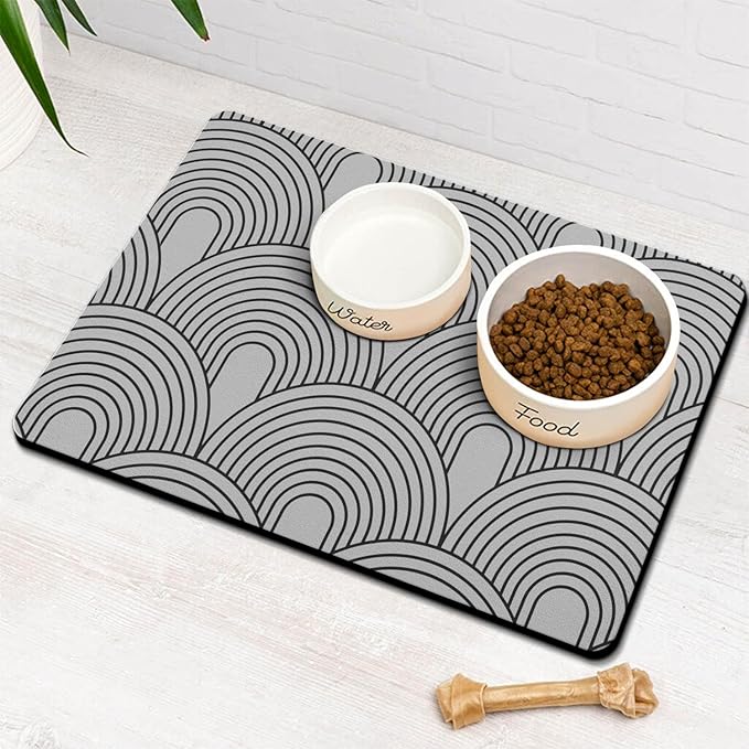 Dog Food Mats for Floors Absorbent, Pet Cat Food Mat - Quick Dry Dog Bowl Mats for Food and Water, Eco-Friendly Boho Pet Supplies