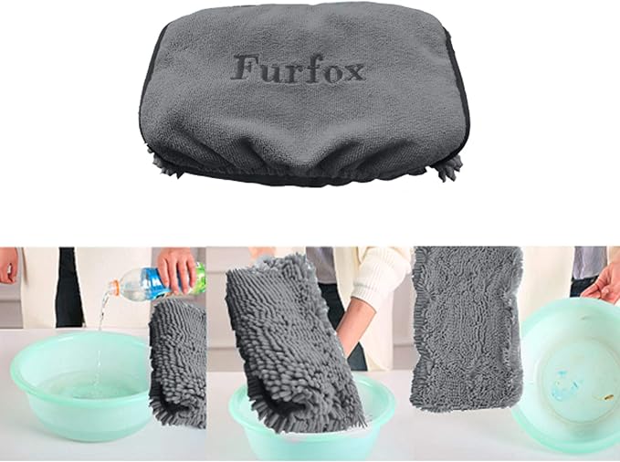 Furfox Absorbent Dog Towel, Microfiber Quick Drying Towel Machine Washable with Hand Pockets - Medium Large Dog 35 x 15'