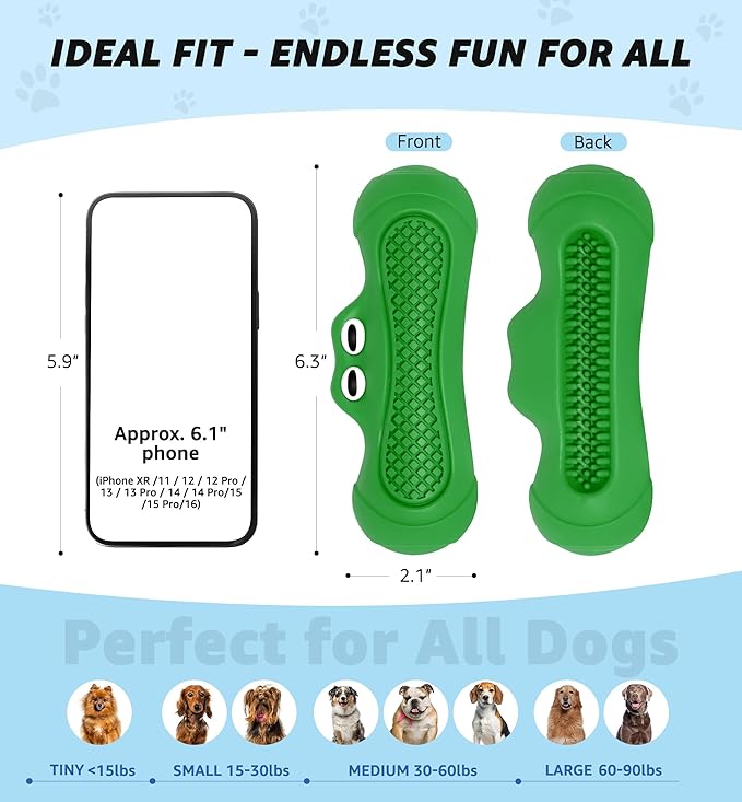 IPTPAS Durable Dog Chew Toy for Aggressive Chewers, Tough Natural Rubber Squeaky Dog Toy with Irresistible Beef Flavor, Dental Care, Teeth Cleaning & Boredom Relief for Medium & Large Dogs (Green)