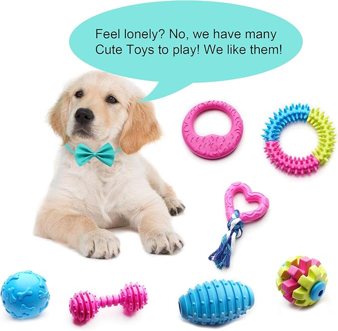 SZKOKUHO Small Dogs Puppy Chew Toys 17Pack Cute Variety Shape Multi Colors Designs to Bite Anytime Enjoy Teething Toys Training Supplies