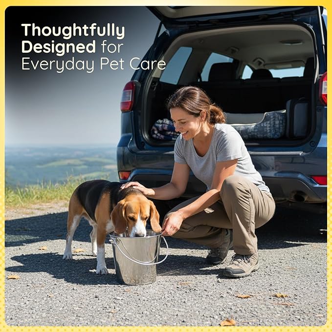 AASPIRE PETS 6 Quart Stainless Steel Flat Side Bucket | Durable Heavy Duty Food & Water Feeding Pails for Dog Cat Goat Sheep | Fits kennels Cages Critter Crates Hanging Pet Pail | Multipurpose Buckets