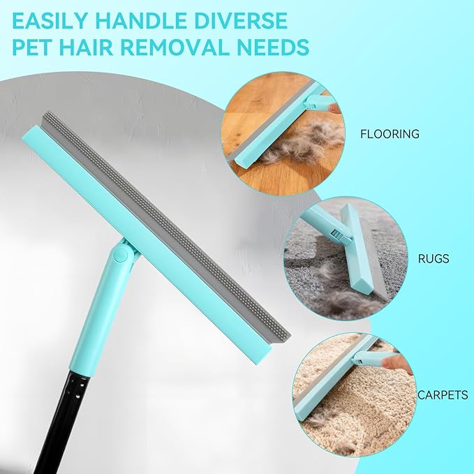 Michao Rubber Broom for Carpet Pet Hair Remover,with Multifunction Magic Broom,air Broom,for pet Removal Fluff Carpet, Hardwood Floor, Cleans Glass, Fine Dust, Hair, Liquid (Black)