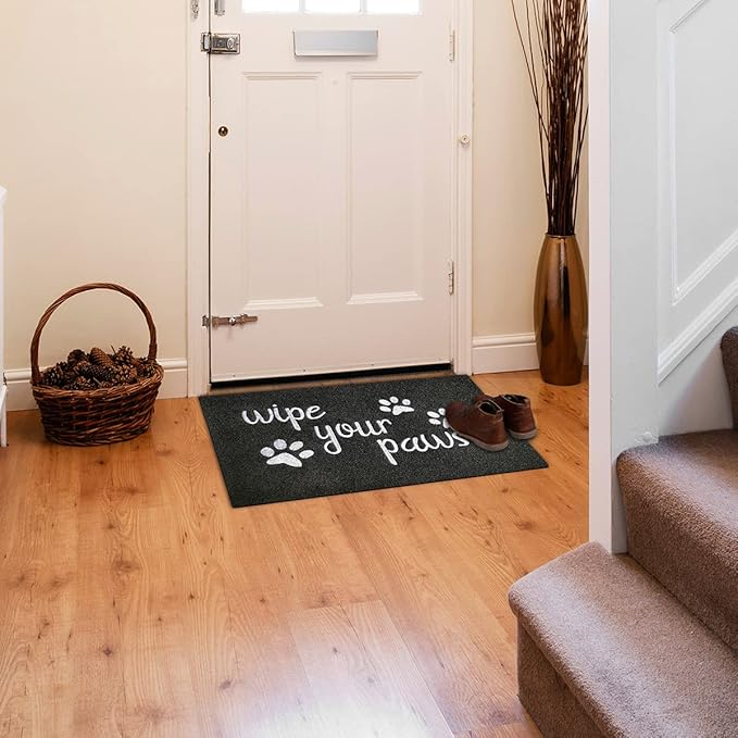 Large Outdoor Front Door Mat Wipe Your Paws Doormat Inside Outside Mats Entryway Welcome Mats Non Slip Rubber Backing Funny Indoor Door mats Dog Mat for Porch, Black 36 x 24 Inch