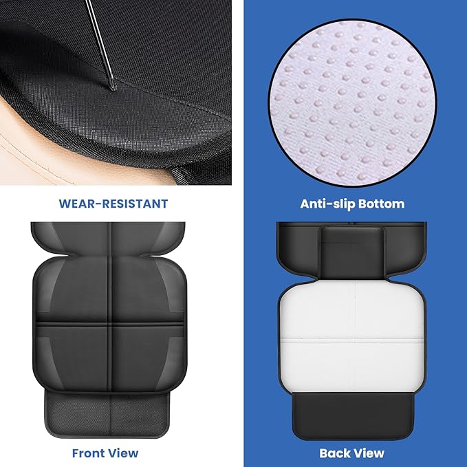 Meolsaek Car Seat Protector for Child Car Seat, Durable 600D Fabric Waterproof Car Seat Cover with Thick Pad Non-Slip Backing (No Imprints)