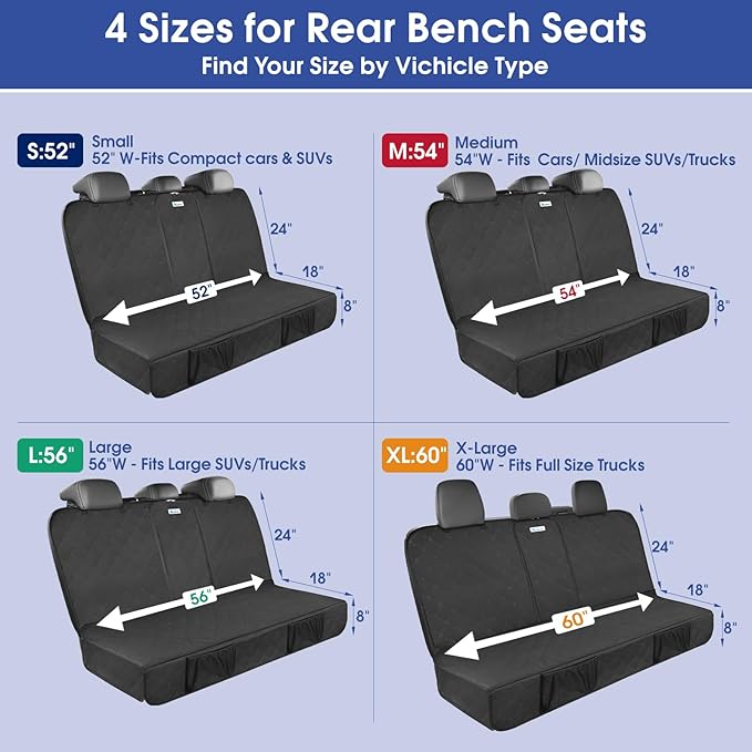 ALLANSING Upgraded 900D Heavy Duty Dog Back Bench Seat Cover, Car Seat Protector, 3 Seatbelts & Armrest Compatible, Waterproof Nonslip Pet Backseat Cover for Dogs & Kids, Fits Most Cars, SUVs, Trucks