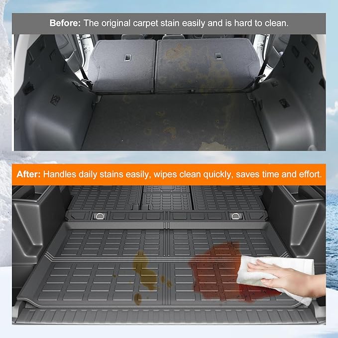 powoq Cargo Mat Compatible with 2010-2024 Toyota 4Runner Back Seat Protector Replacement for 2010-2024 Toyota 4Runner 5 Seater Accessories (Fit W/O Sliding Tray, Rear Backrest Mats+Rear Trunk Mat)