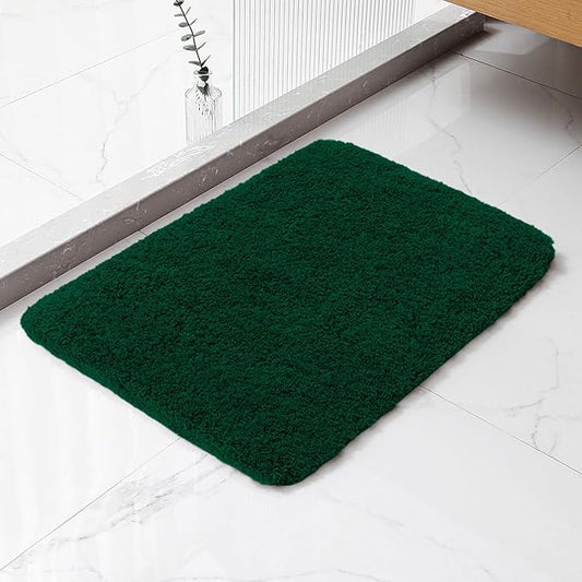 Verdant Green Bathroom Rugs 17"x24" - High-Density Microfiber Bath Mat, Fluffy Non Slip Absorbent and Washable Bathroom Mat - Ideal for Small Spaces, Vanity, Toilet, or Pet Mat