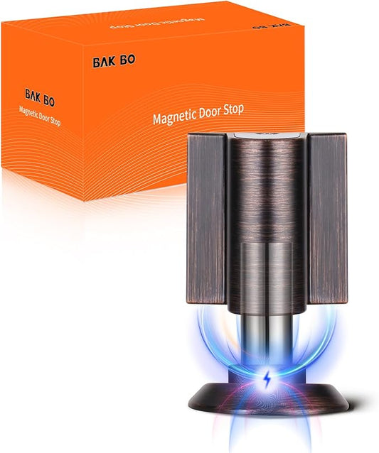 Bak Bo Magnetic Door Stoppers 1 Pack Bottom of Door Holder Keep Door Open No Drilling Magnet Floor Door Stop with Screws and Adhesive Oil Rubbed Bronze DS268ORB-1