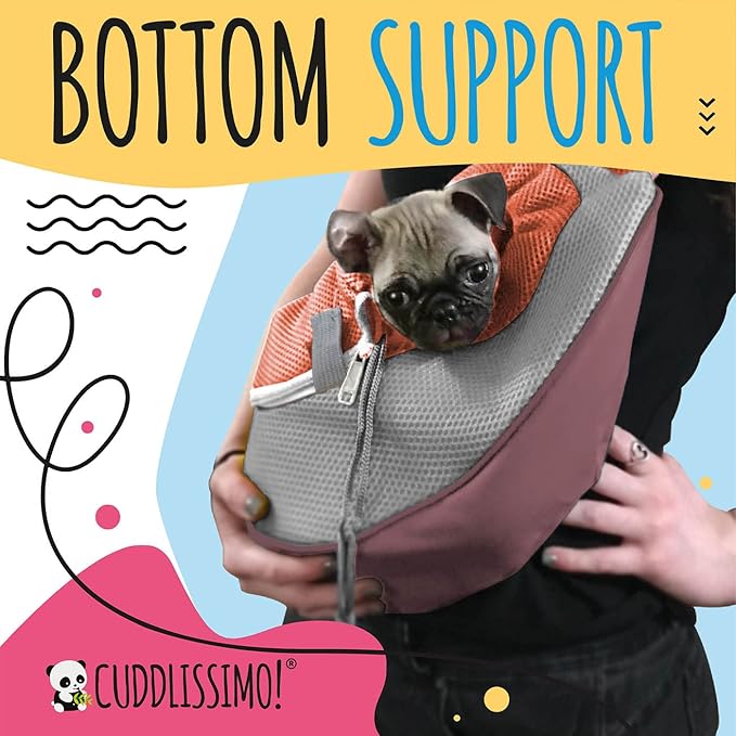 Cuddlissimo! Pet Sling Carrier - Small Dog Puppy Cat Carrying Bag Purse Pouch - For Pooch Doggy Doggie Yorkie Chihuahua Baby Papoose Bjorn - Hiking Travel Front Backpack Chest Body Holder Pack (Red-L)