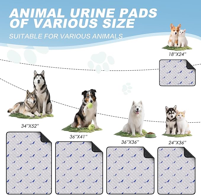 Washable Pee Pads for Dogs, 2 Pack Puppy Pads, Super Absorbent & Leakproof with Anti-Slip Bottom for Dog Training, Crates, Car, Pet Pee Pads, and Furniture Protection,36"x41"