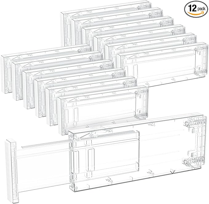 Lifewit Clear Drawer Dividers Adjustable Clothes Drawer Organizers, Expandable Drawer Separators, 12 Pack, 4" High/11-17 Long