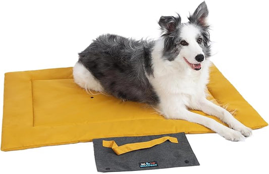 Outdoor Foldable Dog Mat Durable Teflon-Coated Oxford Material Waterproof Thin Dog pad Travel-Friendly Machine Washable Design for Camping/Car (Yellow, Large (51.2 * 36.6 * 2 in))