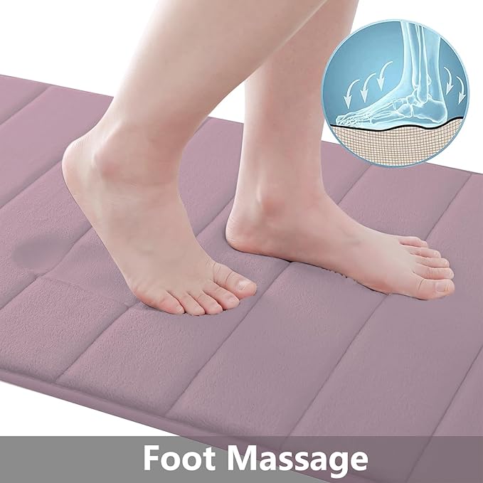 Buganda Memory Foam Bath Mat, 24" x 16", Ultra Soft and Non-Slip Bathroom Rugs, Water Absorbent and Machine Washable Bath Rug for Bathroom, Shower, and Tub, Mauve