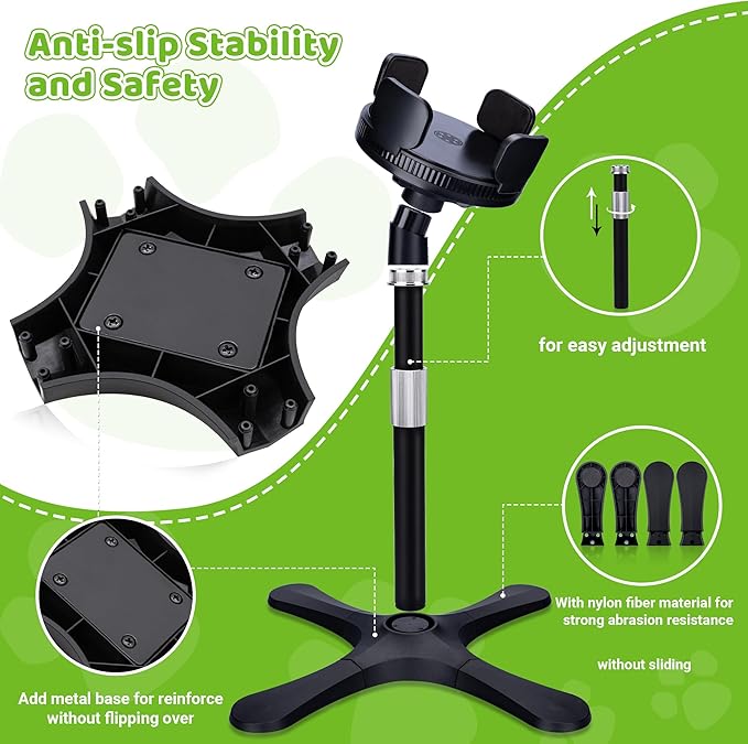 Elevated Dog Bowls for Large and Extra Large Dogs,Adjustable Width Dog Bowl Stand for 5.5-9.5" Wide Bowls,Food and Water Feeder,Single Holder with Tilted Height Adjust 12.4''-18.9'' (with Bowl)