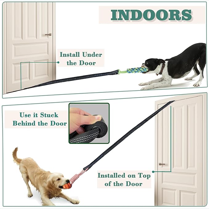 Interactive Dog Toys Tug of War Dog Toy for Small/Medium/Large Dogs,Teething Rope for Teeth Cleaning,Puzzle Ball for Chewing,Dog Bungee Tug Toy Kit, Blue