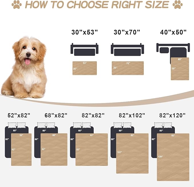 Smiry Waterproof Dog Bed Cover Blanket 30x53, Soft Reversible Pet Blanket, Washable Leakproof Cats Dogs Couch Cover for Sofa, Couch, Furniture, Lattice, Camel/Beige