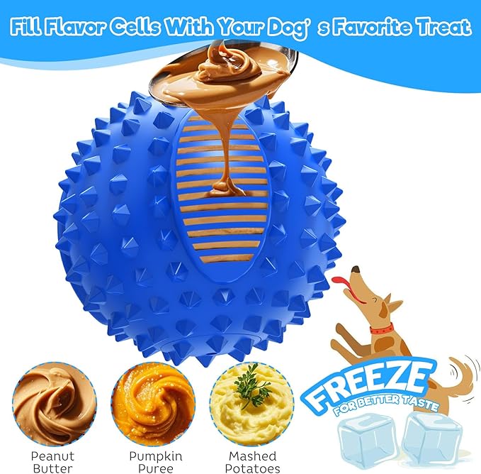 petizer 4" Squeaky Dog Balls for Aggressive Chewers, Durable Interactive Spiky Ball for Teething, Indestructible Rubber Dog Chew Toys, Tough Pet Toys for Small, Medium & Large Breeds