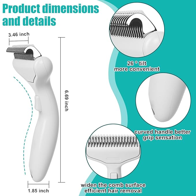 Mllzhauib Dog & Cat Brush, Deshedding Brush with Easy Release Button, Premium Grooming Tool for Shed Control & Undercoat Removal, Ideal for Long/Short Haired Pets (White)