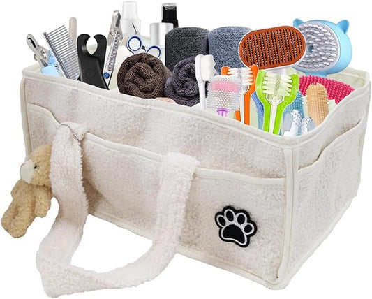 Pet Grooming Tote Bag,Large Capacity Dog Grooming Supplies Organizer Bag with Sturdy Handles,Multiple Compartments Dog Travel Ba g,Portable Pet Tote Organizer for Dog&Cat Trimmer,Clipper,Combo,Brush
